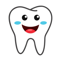 Happy Tooth Vector Illustration for Dental Care, Oral Health, and Adorable Cartoon Design
