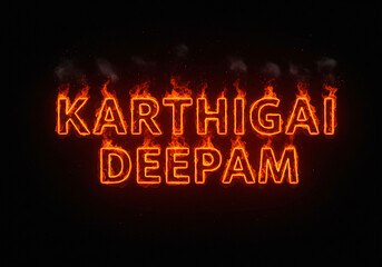 Karthigai Deepam Glowing Fire Text