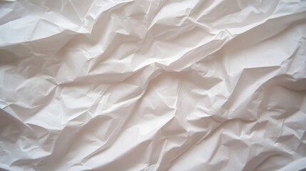 Textured close-up of a crumpled white paper surface displaying complex folds and shadows, set against a simple gray background perfect for graphic overlays
