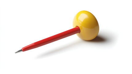 yellow sticky post it note with red pushpin isolated on white