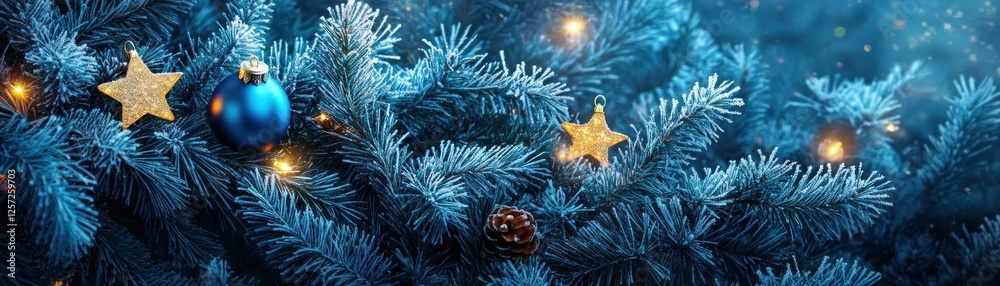 Poster decorated christmas tree branches create a beautiful and festive display