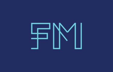 Illustration of creative typography featuring stylized letters F and M with a minimal blue color theme, suitable for branding and graphic design inspiration.