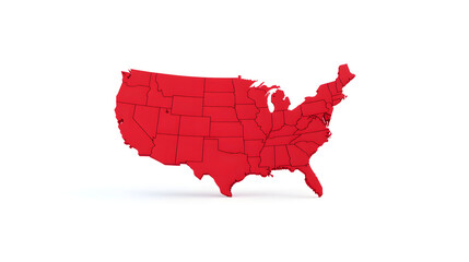3D representation of the USA amp with state lines angled to the right, showcasing a detailed map design.
