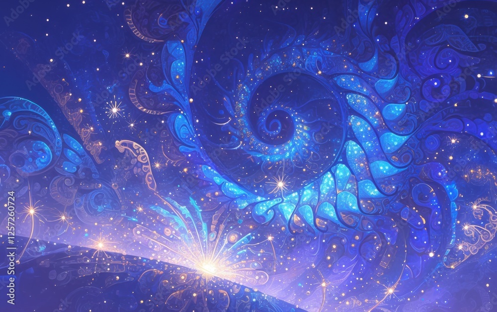 Wall mural abstract luminous fractal patterns background with luminous fractal patterns and vibrant color shift
