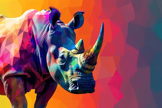 Generative AI. wpap style abstract background, rhino