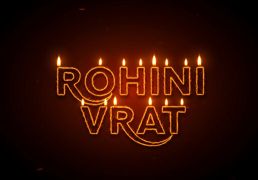 Rohini Vrat Decorative Typography with Diyas