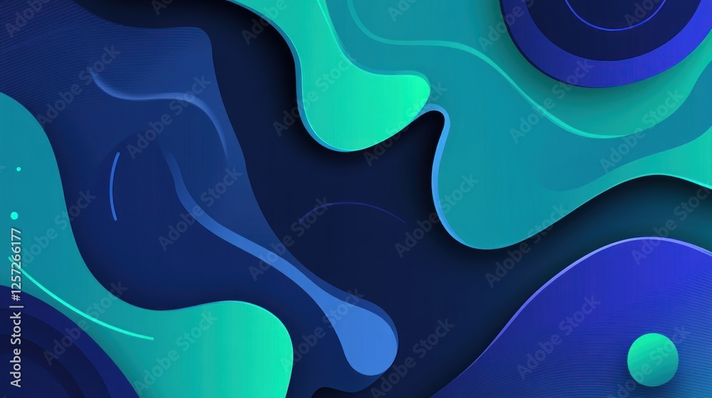 Poster Abstract background features dynamic waves in hues of blue