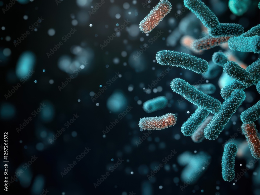 Aufkleber Close up of pathogen cell on blue background with detailed cellular structure and texture
