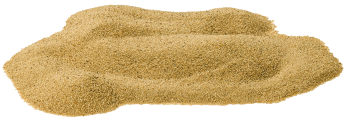Pile desert sand dune isolated on a transparent background. Completely in focus. Focus stacking.