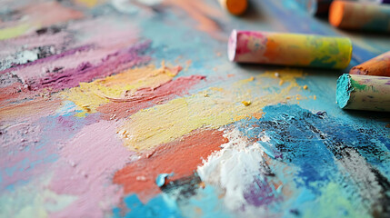 Artistic pastel smudges on textured paper