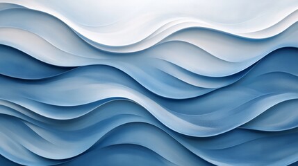 Fototapeta premium Abstract flowing layers of blue and white create depth