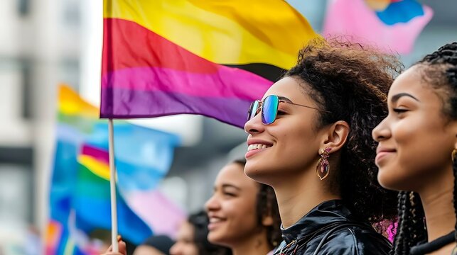 Different LGBTQIA pride flags waving in the wind, representing diversity and inclusion - Powered by Adobe