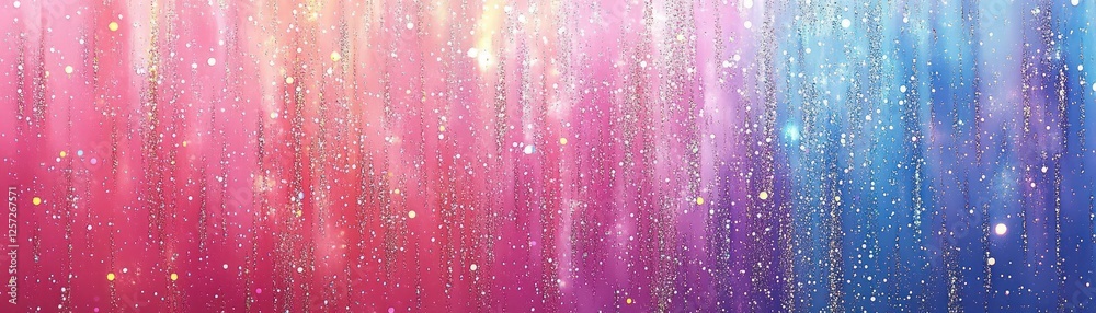 Poster colorful gradient background with falling glitter and sparkle effect