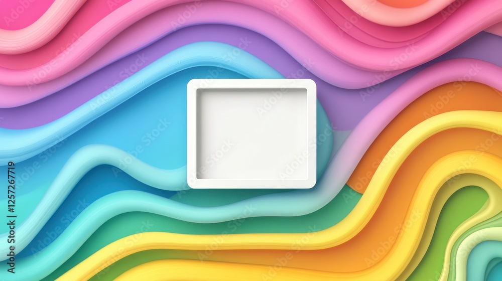 Poster Abstract colorful layers background with white square frame overlay
