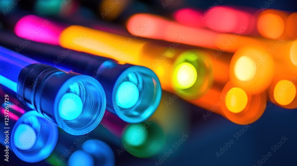 Poster Illuminated led flashlight array displays vibrant rainbow of colors