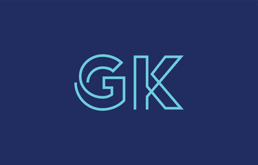 Illustration of creative typography featuring stylized letters G and K with a minimal blue color theme, suitable for branding and graphic design inspiration.