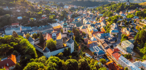 City of Banska Stiavnica with old castle and square,  UNESCO, Slovakia. Old Slovakia mining town of Banska Stiavnica.