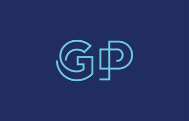 Illustration of creative typography featuring stylized letters G and P with a minimal blue color theme, suitable for branding and graphic design inspiration.