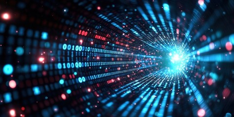 Digital background perfect for tech processes, neural networks, artificial intelligence, data transfer and encryption, digital archives, sound and graphic presentations, science, education, futuristic