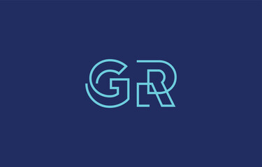 Illustration of creative typography featuring stylized letters G and R with a minimal blue color theme, suitable for branding and graphic design inspiration.