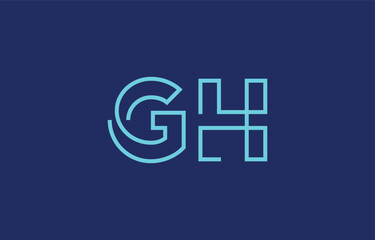 Illustration of creative typography featuring stylized letters G and H with a minimal blue color theme, suitable for branding and graphic design inspiration.