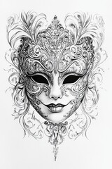 Intricate mask design featuring elegant patterns and mysterious