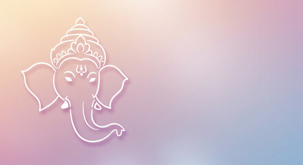 Minimalistic Line Art of Lord Ganesha with Soft Gradient