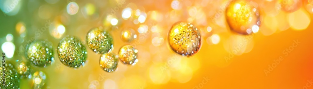 Poster glittering drops of water cascade down a blurred background gradient