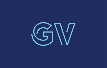 Illustration of creative typography featuring stylized letters G and V with a minimal blue color theme, suitable for branding and graphic design inspiration.