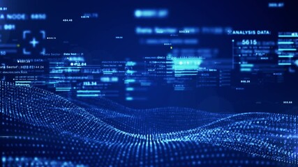 Futuristic digital big data network with binary code, Technology blockchain connection and data analytics, Cybersecurity, and artificial intelligence. Motion 4K resolution. - Powered by Adobe