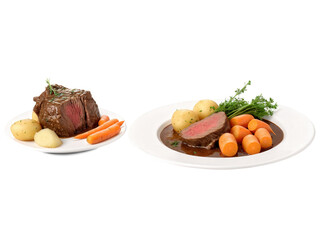 Tender Boeuf a la Mode with slow-cooked beef in rich brown gravy, accompanied by carrots