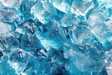 Wide ice cubes background.