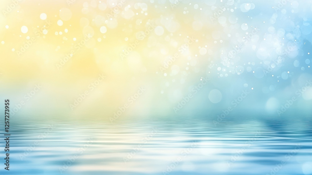Poster water reflects light creating a blurred dreamy colorful background