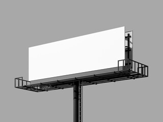 Obraz premium Blank Outdoor Billboard Mockup 3D on Grey Background