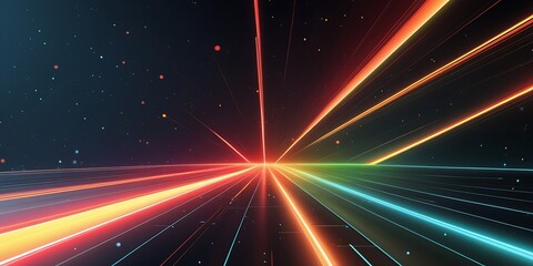 Obraz premium Vibrant Light Streaks on Dark Background Representing Energy, Motion, Contrast, Cosmos