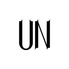UN monogram logo design letter text name symbol monochrome logotype alphabet character simple logo