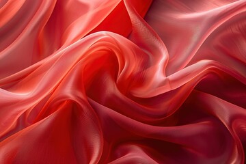 Fototapeta premium Abstract background of a semitransparent silk fabric of red color.