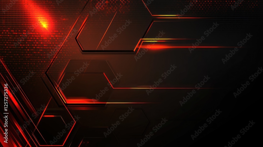 Poster abstract dark backdrop featuring red glowing geometric shapes