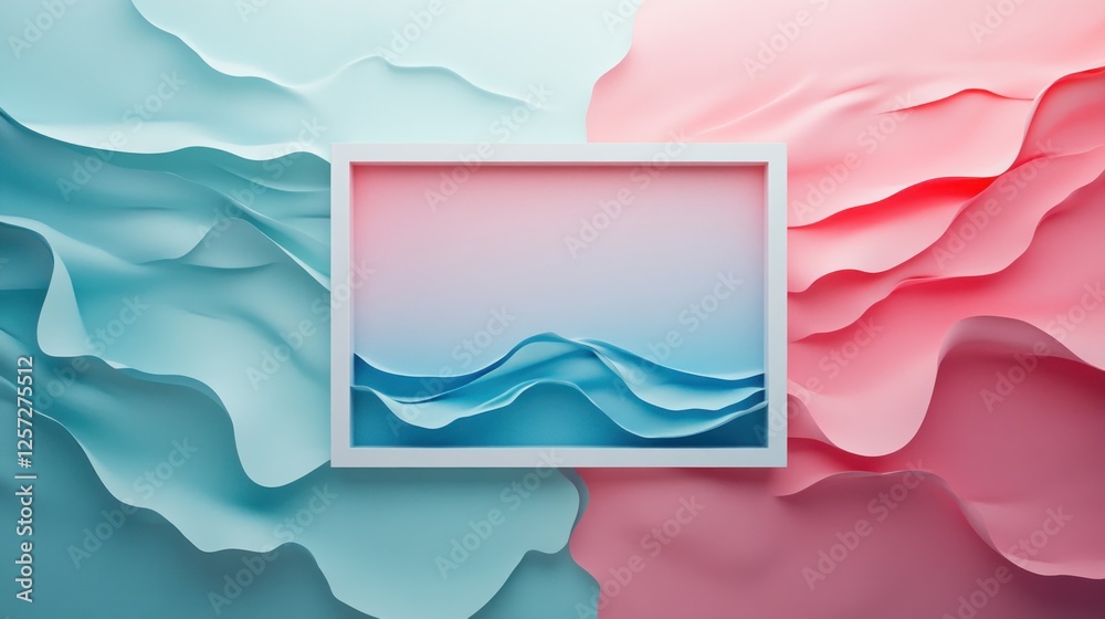 Poster Square frame over pastel abstract background with wavy texture