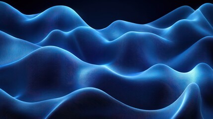 Obraz premium Abstract blue waves, flowing digitally, dark background, tech concept