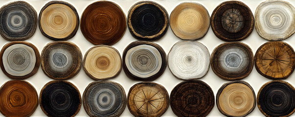 Wood cross-sections, nature texture, wall art