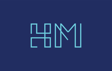 Illustration of creative typography featuring stylized letters H and M with a minimal blue color theme, suitable for branding and graphic design inspiration.