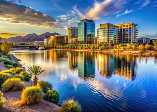 Authentic Tempe photos: desert landscapes, ASU, Tempe Town Lake, downtown cityscapes, and urban scenes.