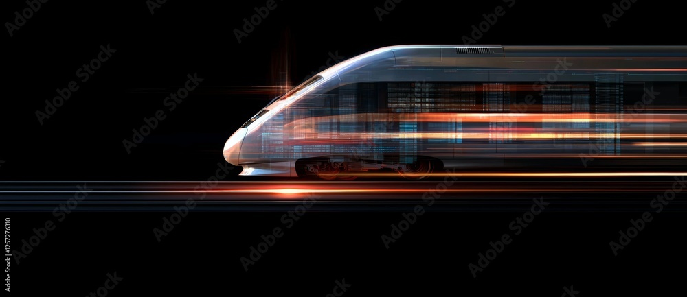 Poster a tech screen displaying abstract visuals with high-speed motion blur