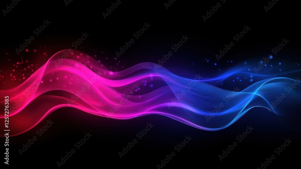 Aufkleber Abstract waves flow across the black background creating a design