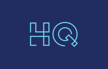 Illustration of creative typography featuring stylized letters H and Q with a minimal blue color theme, suitable for branding and graphic design inspiration.