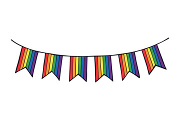 Obraz premium Colorful garland Gay pride flag Happy pride day LGBTQ community Pride Month Vector hand drawn doodle for posters, stickers, logo, cards