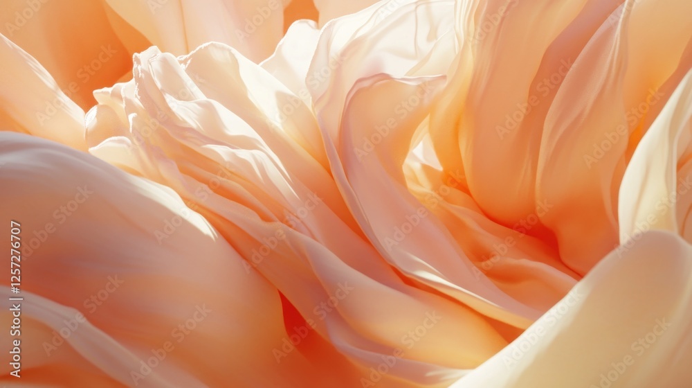 Poster abstract arrangement of peach and white translucent soft fabric