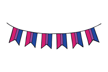 Obraz premium Colorful garland Bisexual pride flag Happy pride day LGBTQ community Pride Month Vector hand drawn doodle for posters, stickers, logo, cards