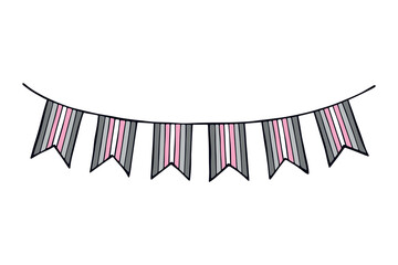 Obraz premium Colorful garland Demigirl pride flag Happy pride day LGBTQ community Pride Month Vector hand drawn doodle for posters, stickers, logo, cards